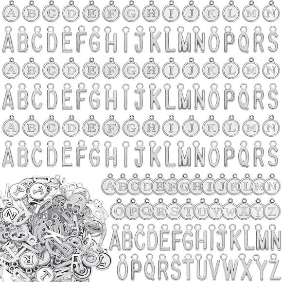 Yinkin Mixed Alphabet Charms Round Metal Charms Letter Pendants - Picture 1 of 7